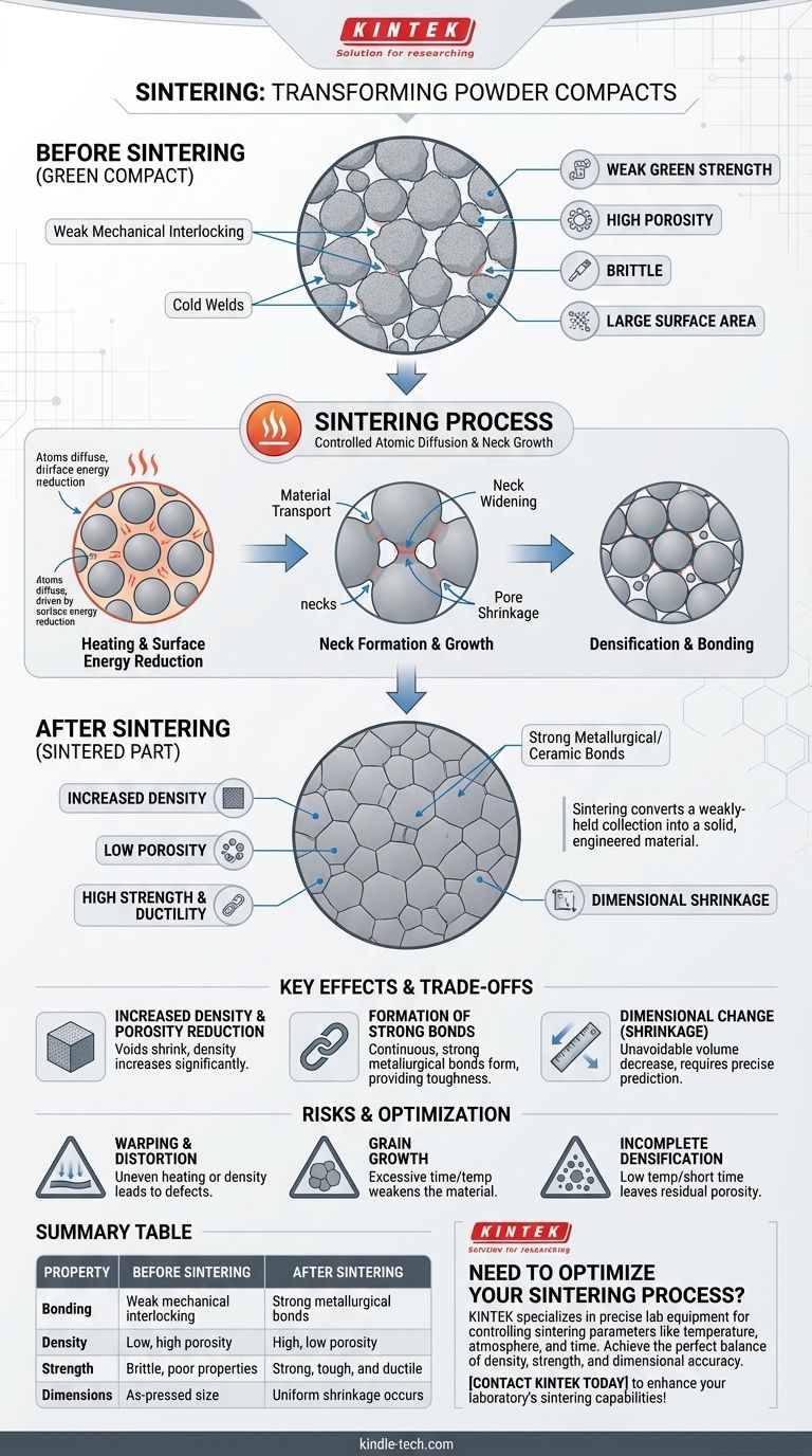Quels sont les effets du frittage sur le compact de poudre produit par pressage ? Obtenir des pièces solides et denses Guide Visuel