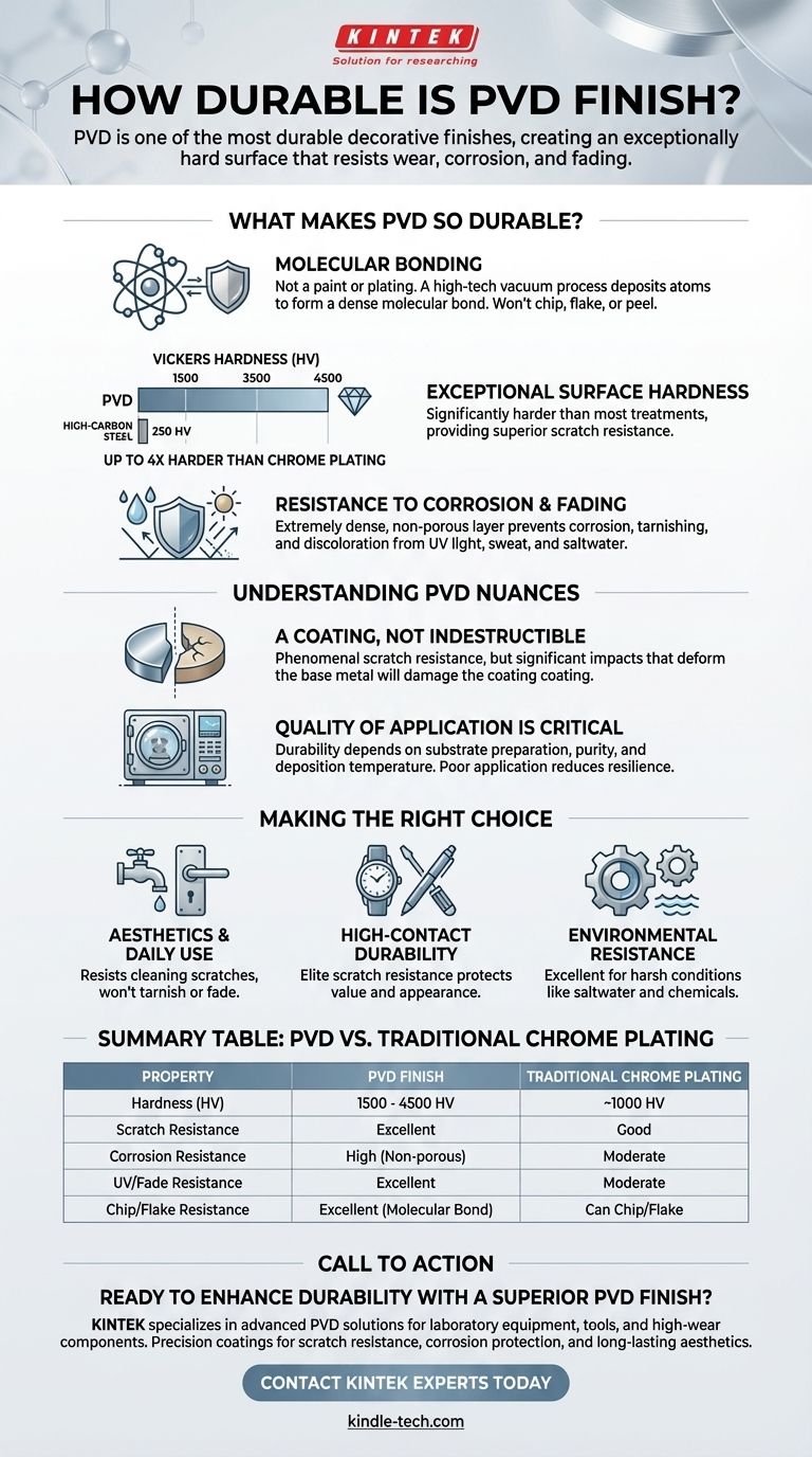 Quelle est la durabilité de la finition PVD ? Obtenez une résistance supérieure aux rayures et à la corrosion Guide Visuel
