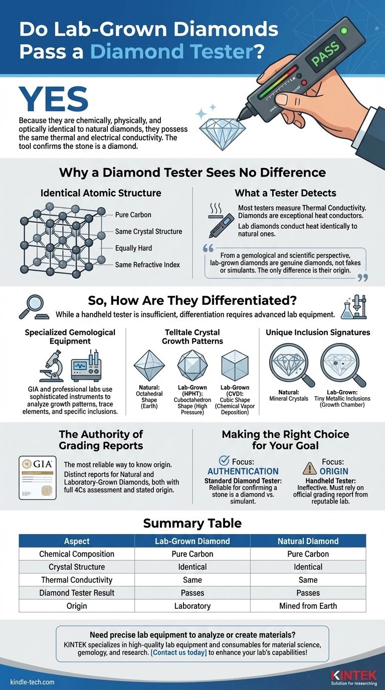 ¿Los diamantes cultivados en laboratorio pasan la prueba del detector de diamantes? Sí, son químicamente idénticos. Guía Visual