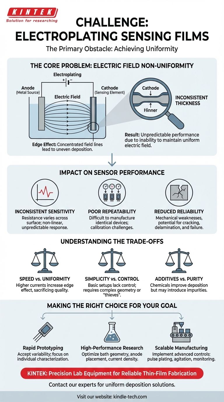 Was ist eine Herausforderung bei der Galvanisierung von Sensorfilmen? Erzielung von Gleichmäßigkeit für zuverlässige Sensoren Visuelle Anleitung