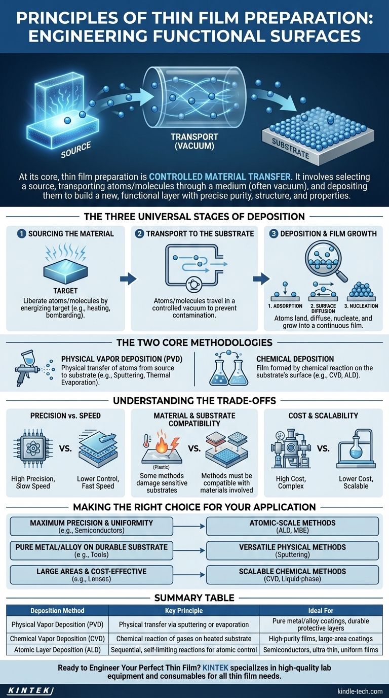 Quel est le principe de la préparation des couches minces ? Maîtriser le transfert de matière pour des revêtements précis Guide Visuel