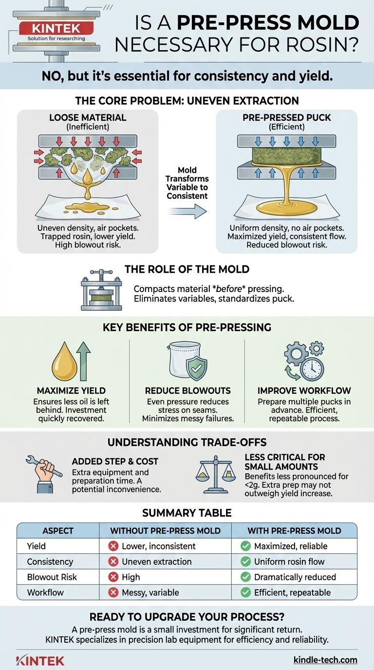 È necessario uno stampo di pre-pressatura? Ottieni rese più elevate e risultati di colofonia coerenti Guida Visiva