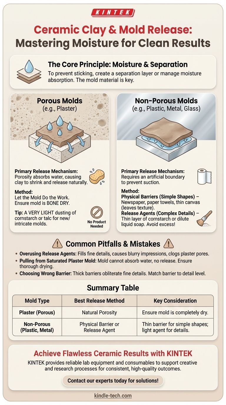 陶器粘土が型にくっつくのを防ぐには？完璧な型抜きのための水分管理をマスターしましょう ビジュアルガイド