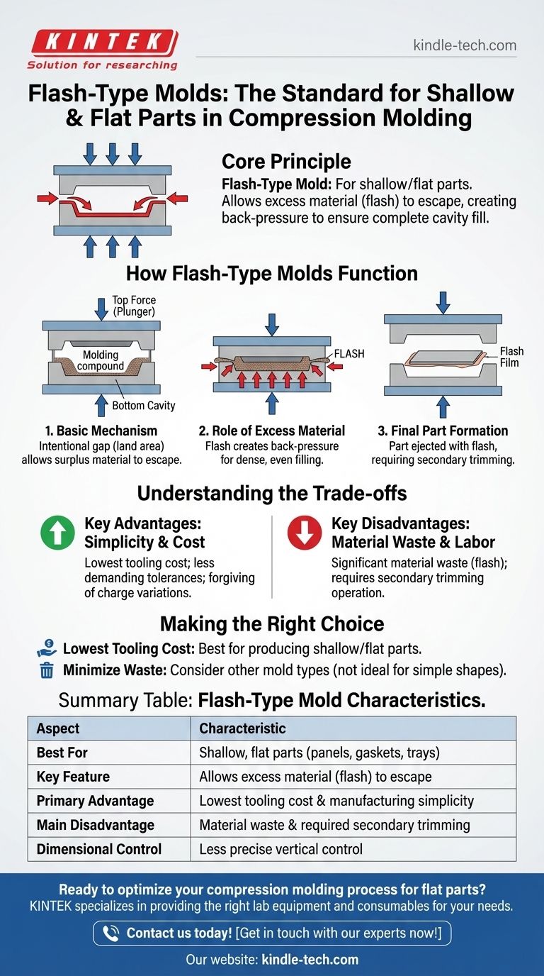 ¿Qué tipo de molde se utiliza para el moldeo por compresión de piezas poco profundas o planas? La guía definitiva sobre moldes de tipo rebaba Guía Visual