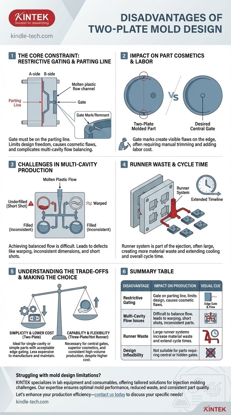 Quali sono gli svantaggi dello stampo a due piastre? Limitazioni chiave nell'iniezione e nello stampaggio a cavità multiple Guida Visiva