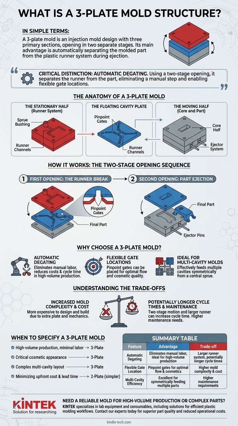 ما هو هيكل القالب ذو الثلاث صفائح؟ تحقيق إزالة البوابات الآلية ومرونة التصميم دليل مرئي