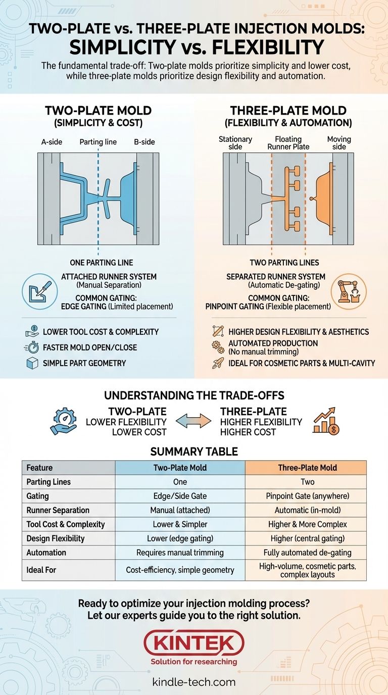 Was ist der Unterschied zwischen Zwei-Platten- und Drei-Platten-Spritzgussformen? Wählen Sie das richtige Werkzeug für Ihr Kunststoffteil Visuelle Anleitung