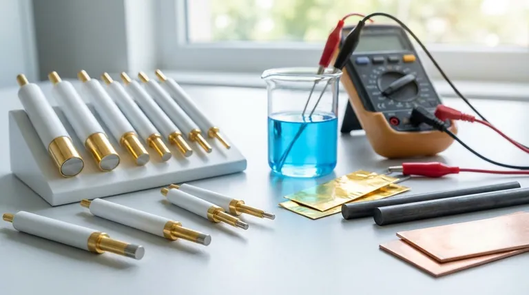 Quali sono i materiali comuni per gli elettrodi? Una guida al platino, all'oro, al carbonio e al rame
