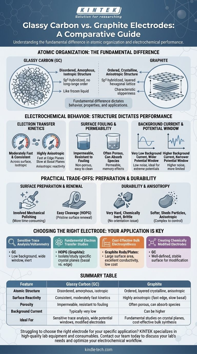Quelle est la différence entre le carbone vitreux et l'électrode de graphite ? Un guide sur la structure atomique et la performance électrochimique Guide Visuel