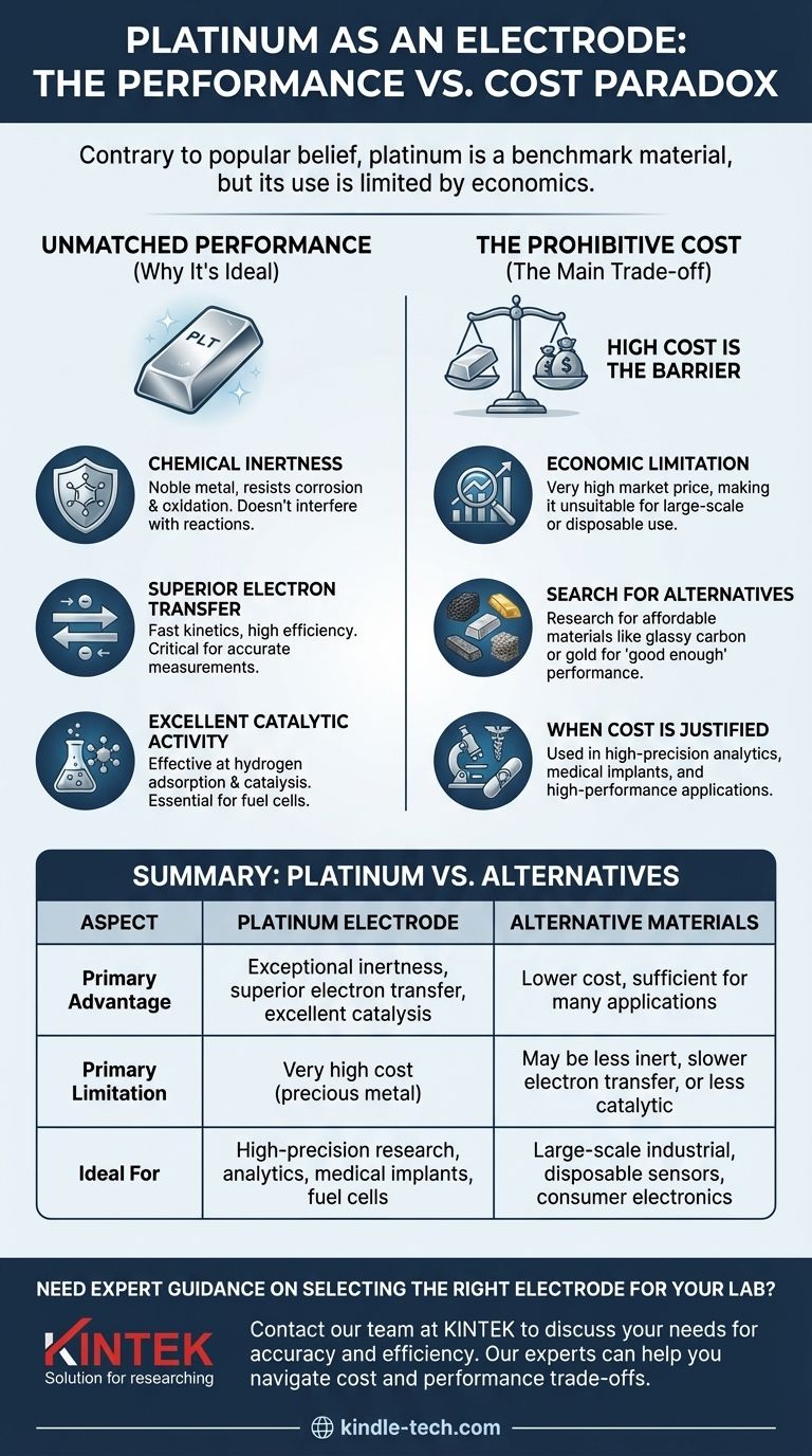 لماذا لا يستخدم البلاتين كقطب كهربائي؟ إنه في الواقع مادة معيارية، ولكن التكلفة هي المفتاح دليل مرئي