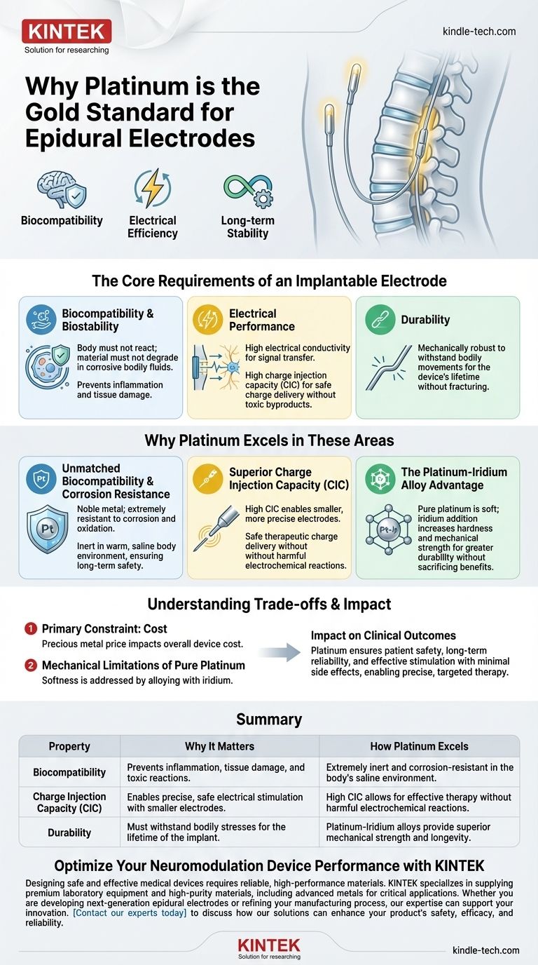 Perché il platino è utilizzato negli elettrodi epidurali? Biocompatibilità superiore ed efficienza elettrica Guida Visiva