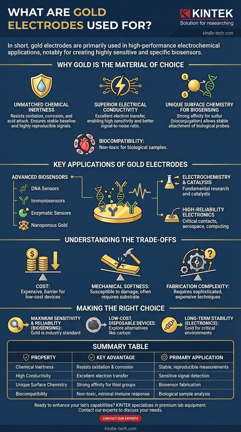 ما هي استخدامات الأقطاب الكهربائية الذهبية؟ حقق حساسية لا مثيل لها في الاستشعار الحيوي والبحث العلمي دليل مرئي