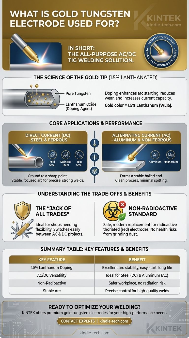¿Para qué se utiliza el electrodo de tungsteno dorado? Domine la soldadura TIG versátil en acero y aluminio Guía Visual