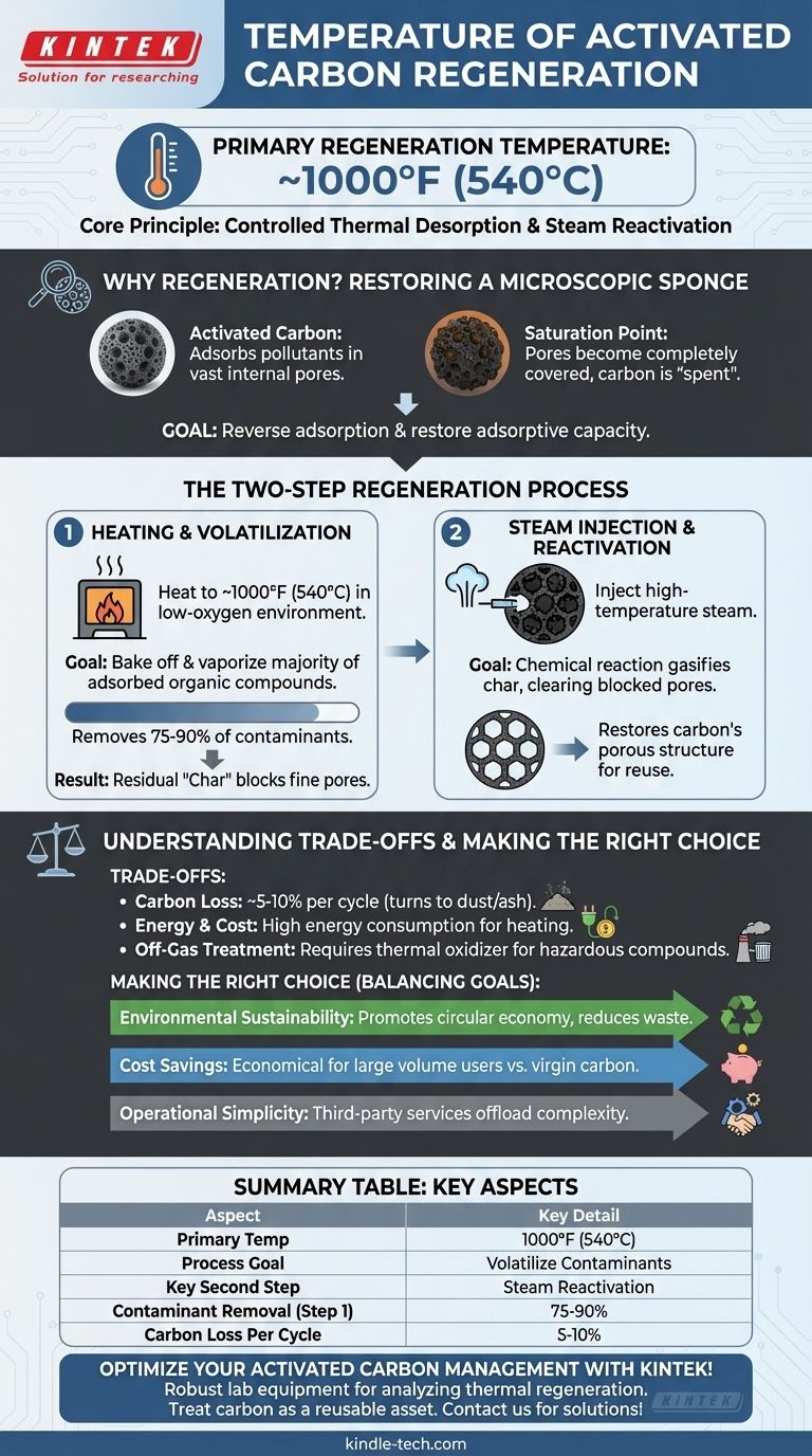 Quelle est la température de régénération du charbon actif ? Découvrez le processus à 540°C (1000°F) pour la réutilisation Guide Visuel