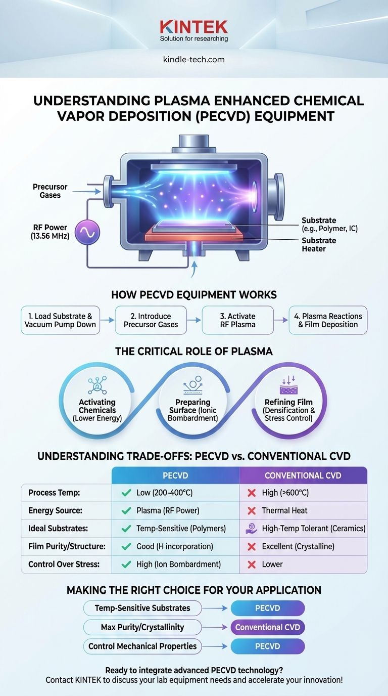 플라즈마 강화 화학 기상 증착(PECVD) 장비란 무엇인가요? 저온 박막 증착 가이드 시각적 가이드
