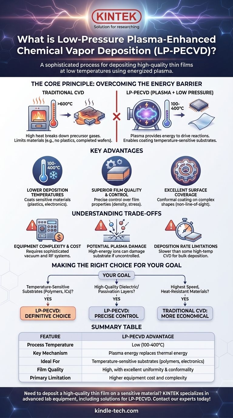 Cos'è la deposizione chimica da vapore potenziata al plasma a bassa pressione? Una guida al rivestimento di film sottili a bassa temperatura Guida Visiva