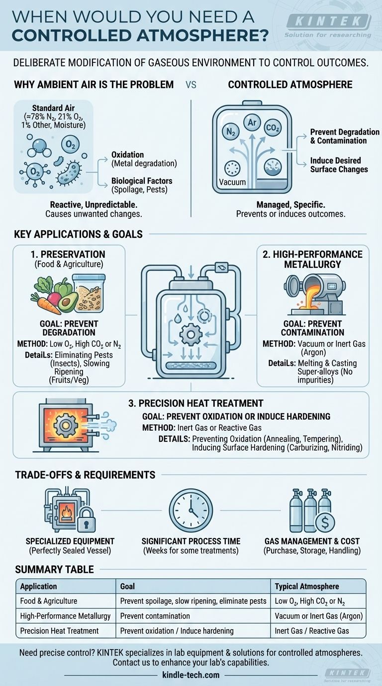 ¿Cuándo necesitaría usar una atmósfera controlada? Para prevenir la contaminación y controlar las reacciones Guía Visual
