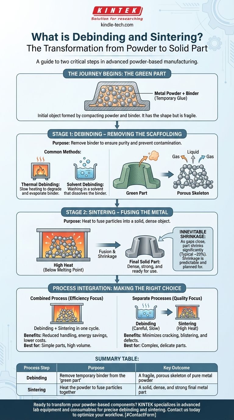 Cos'è il debinding e la sinterizzazione? Padroneggia il processo in due fasi per parti metalliche dense Guida Visiva
