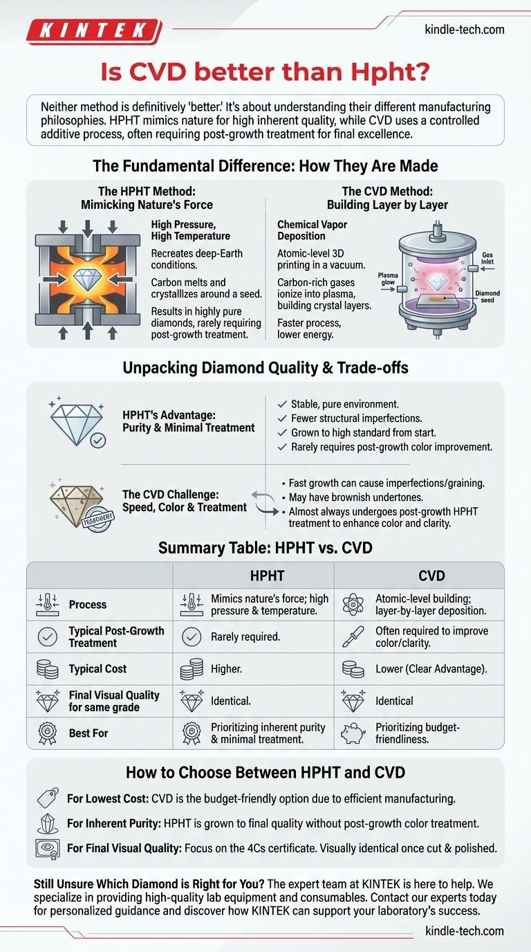هل CVD أفضل من HPHT؟ دليل لاختيار الماس المزروع في المختبر المناسب دليل مرئي