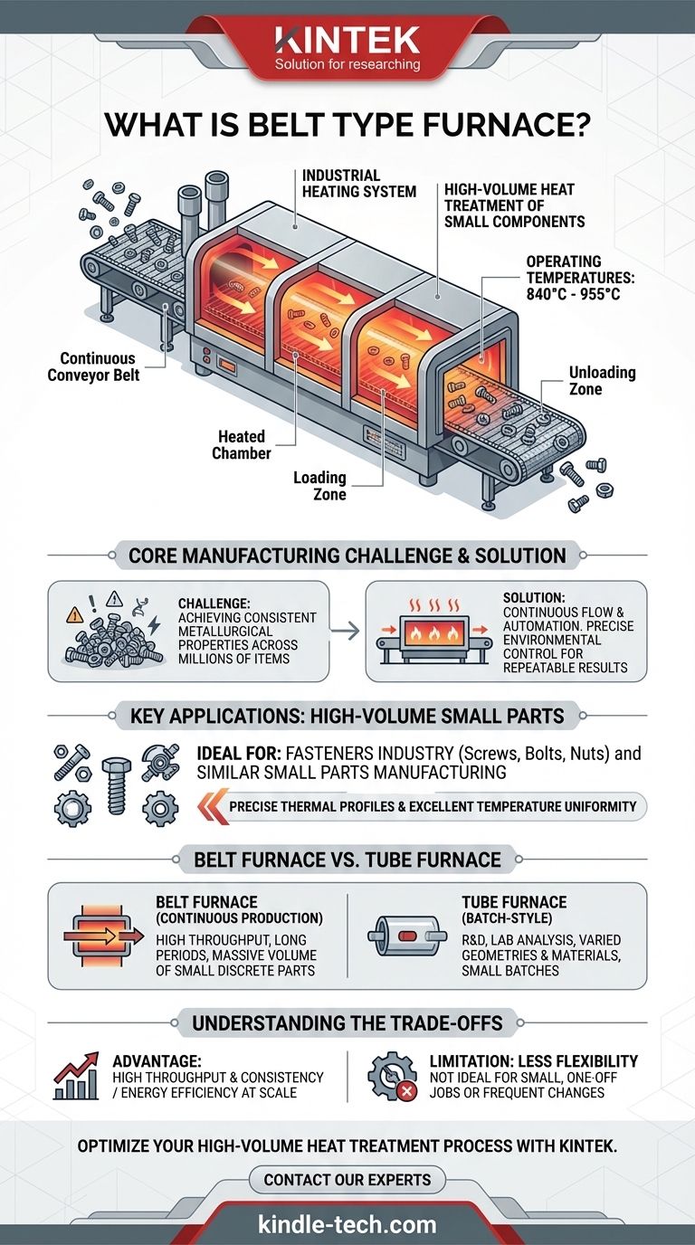 ما هو فرن الحزام الناقل؟ تحقيق معالجة حرارية عالية الحجم للأجزاء الصغيرة دليل مرئي