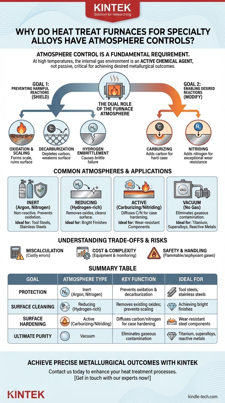 Почему печи для термообработки специальных сплавов часто имеют контроль атмосферы? Для защиты и трансформации ваших сплавов Визуальное руководство