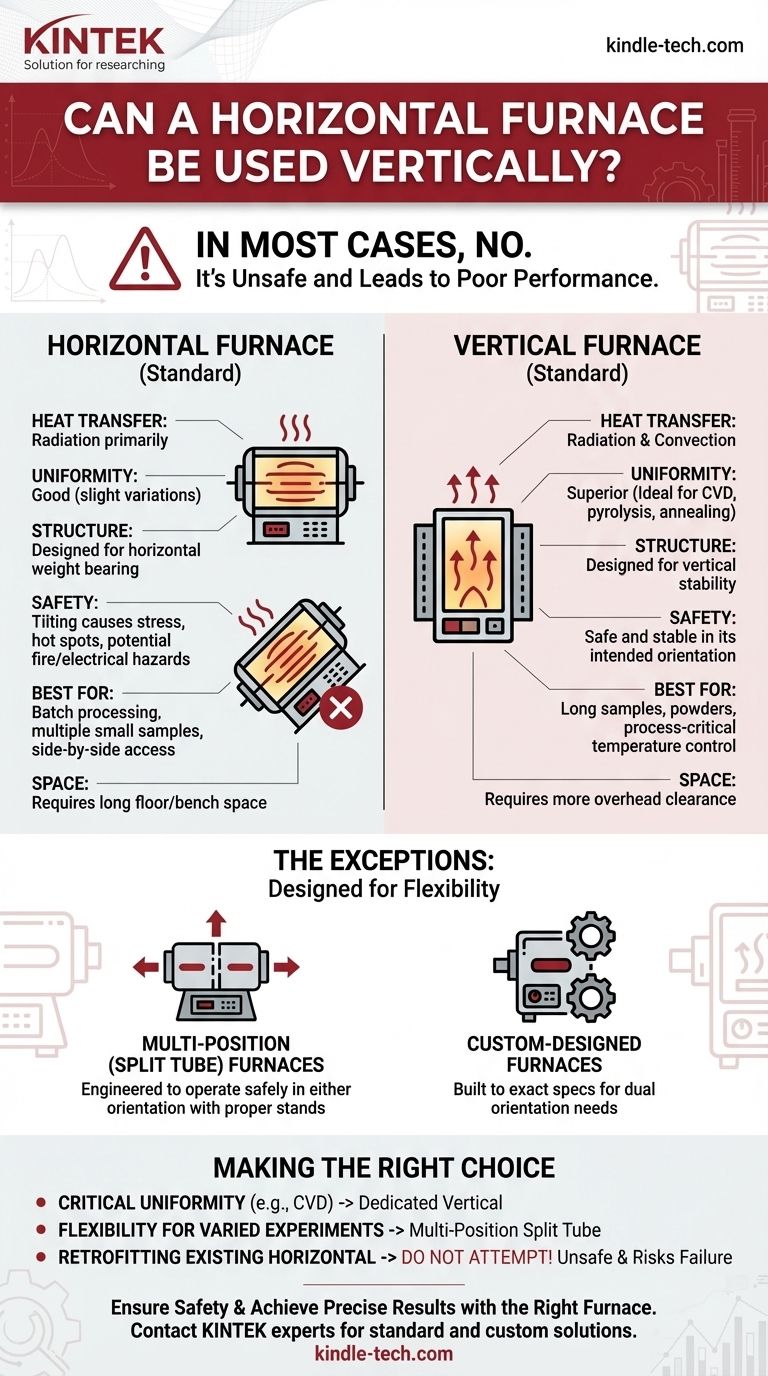 Can a horizontal furnace be used vertically? Understanding the Critical Design and Safety Factors Visual Guide