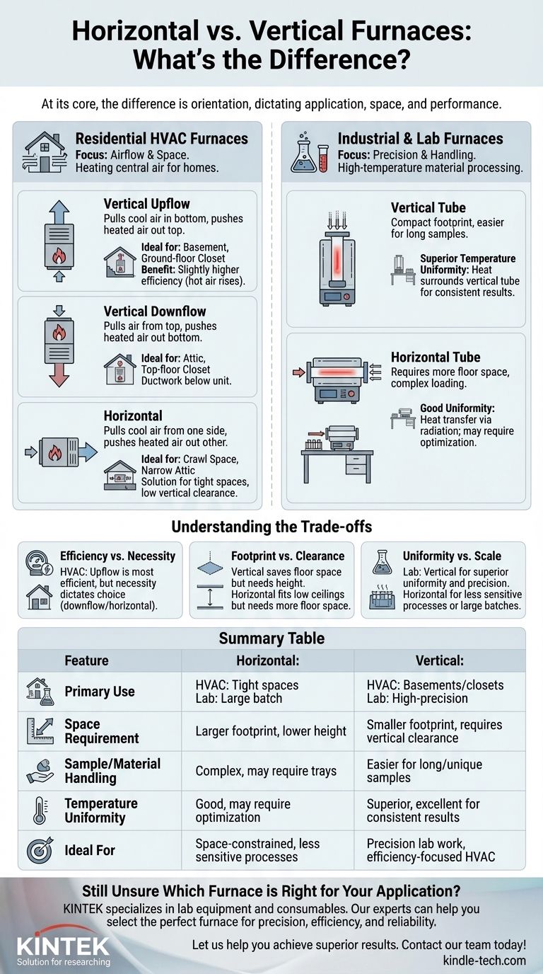 What is the difference between a horizontal and vertical furnace? Choose the Right Orientation for Your Needs Visual Guide
