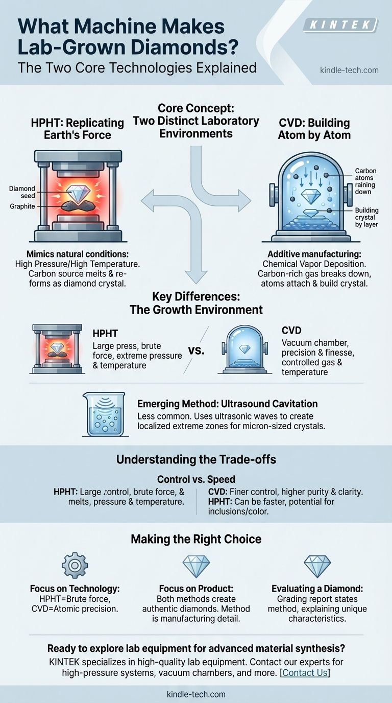 Welche Maschine wird zur Herstellung von im Labor gezüchteten Diamanten verwendet? Entdecken Sie die HPHT- und CVD-Technologien Visuelle Anleitung