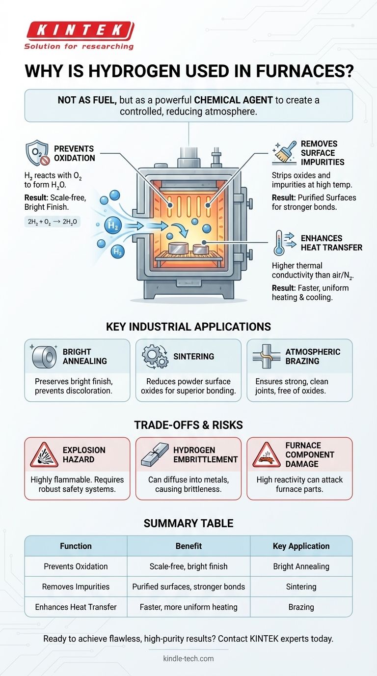 Why is hydrogen used in furnaces? Achieve Superior Purity and Bright Finishes Visual Guide