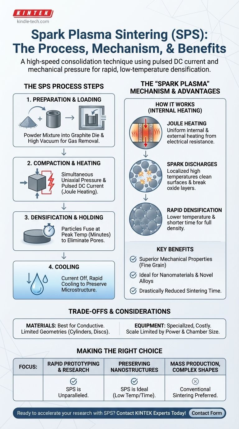 火花等离子体烧结（SPS）的步骤是什么？实现快速、低温致密化 图解指南