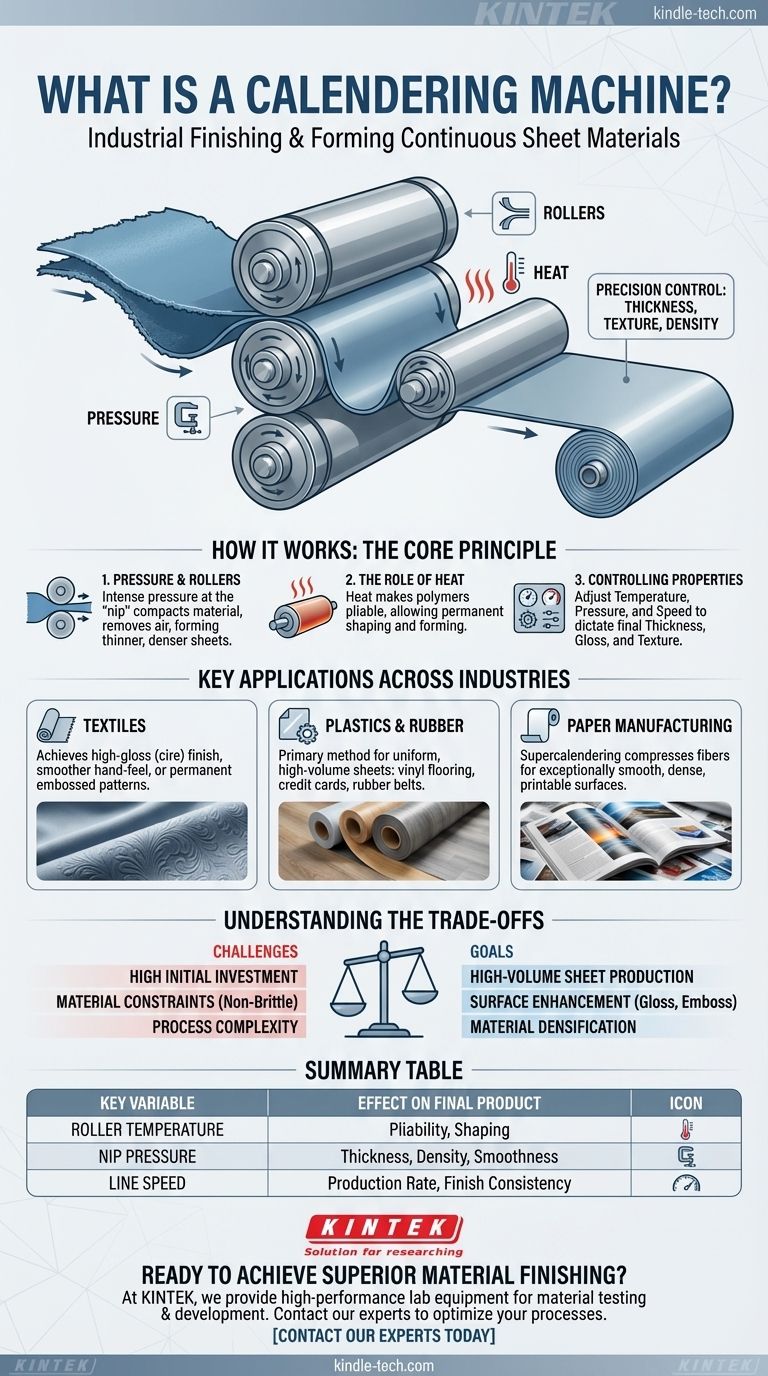 Cos'è una calandra? Trasforma le superfici dei materiali con precisione Guida Visiva