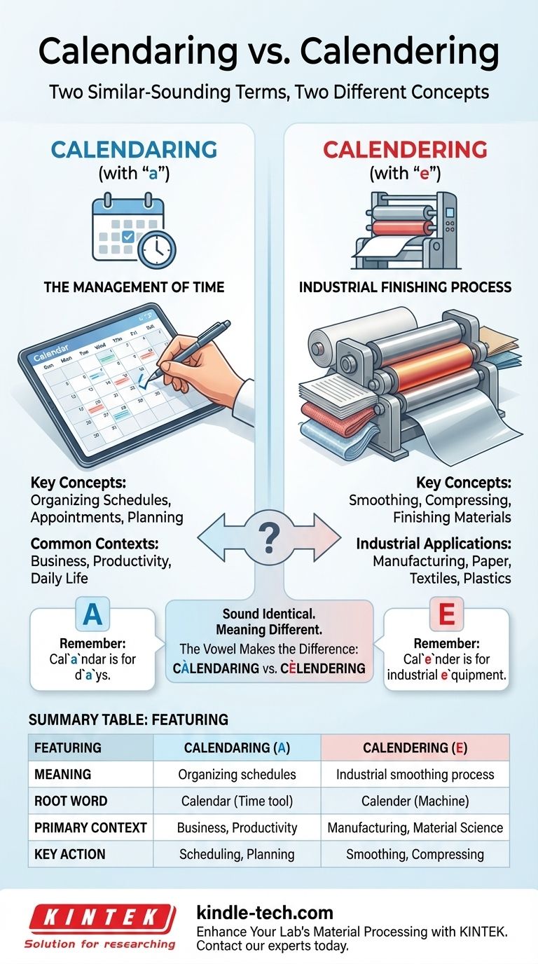 ما هو الفرق بين "calendaring" و "calendering"؟ إتقان التهجئة والسياق الأساسيين دليل مرئي