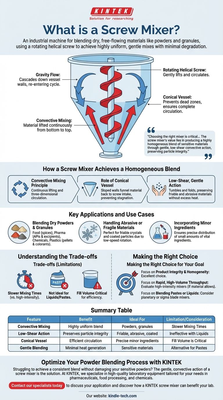 スクリューミキサーとは？粉末を穏やかに、均一にブレンドする ビジュアルガイド