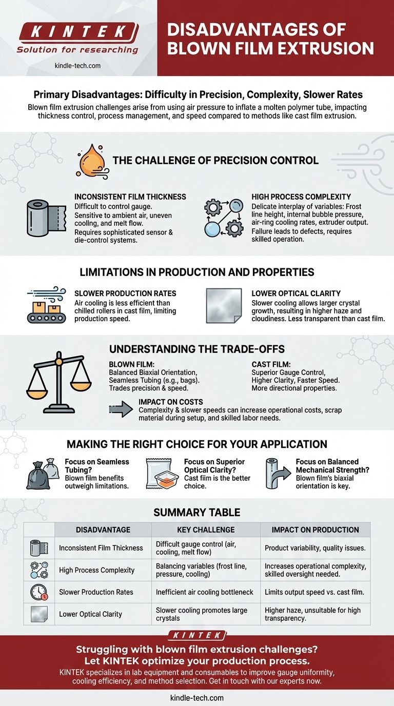 ¿Cuáles son las desventajas de la extrusión de película soplada? Superando las limitaciones de precisión y velocidad Guía Visual