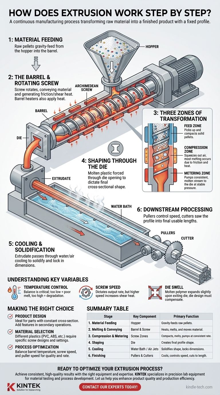 ¿Cómo funciona la extrusión paso a paso? Una guía del proceso de fabricación continua Guía Visual