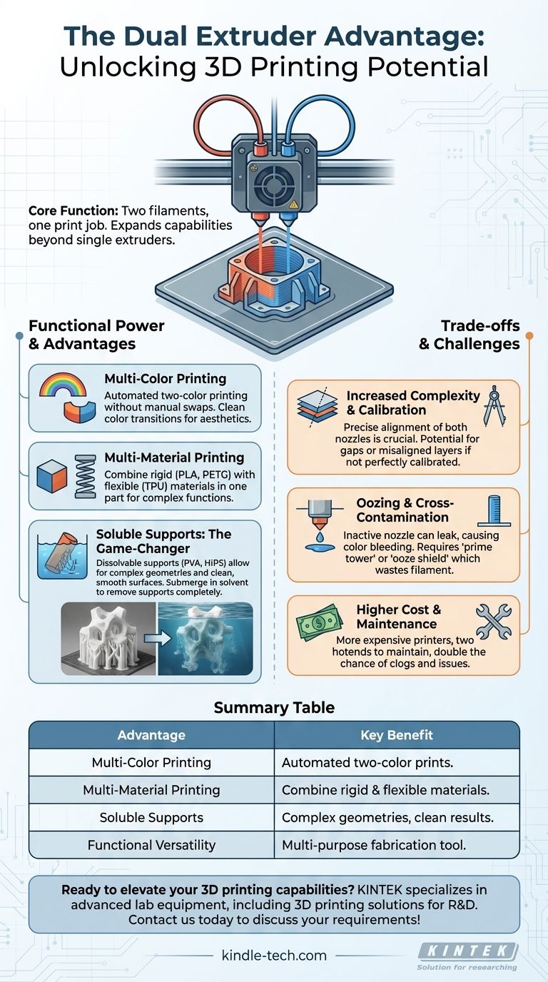 Quels sont les avantages des extrudeuses doubles ? Débloquez l'impression multi-matériaux et les supports solubles Guide Visuel
