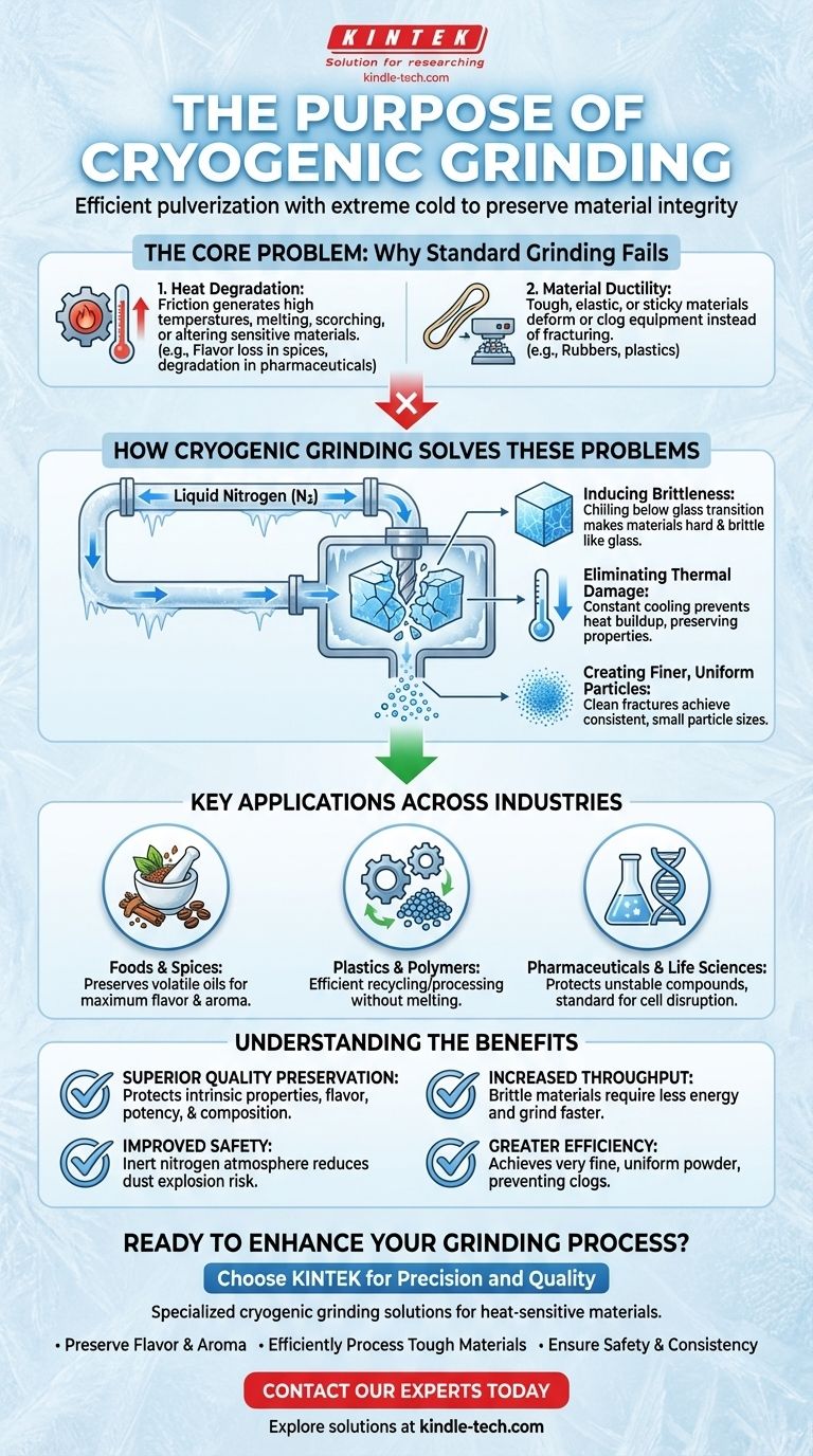 극저온 분쇄의 목적은 무엇입니까? 재료의 무결성을 손상시키지 않으면서 우수한 입자 크기 달성 시각적 가이드