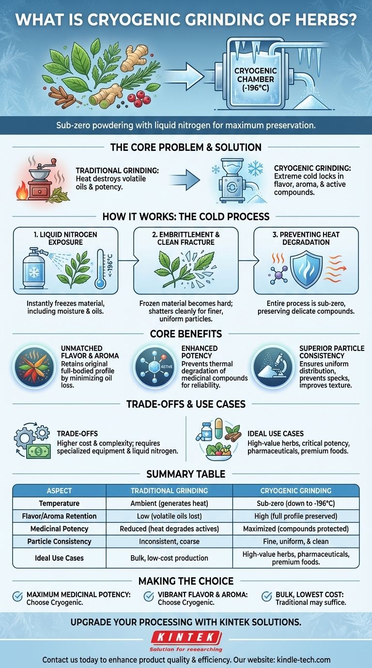 ハーブのクライオジェニックグラインディング（極低温粉砕）とは何ですか？氷点下の粉砕で風味と効能を維持する ビジュアルガイド