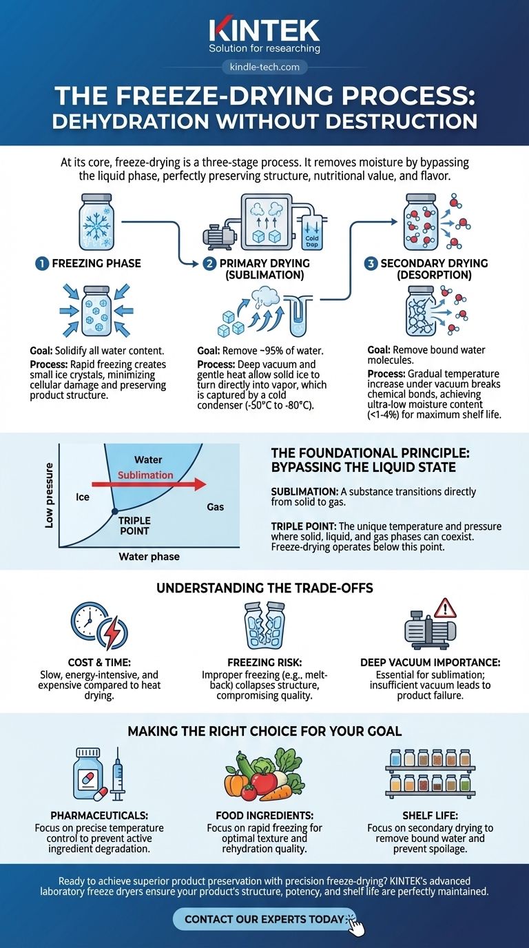 ما هي الخطوات الرئيسية المتضمنة في عملية التجفيف بالتجميد؟ دليل إلى المراحل الثلاث الرئيسية دليل مرئي