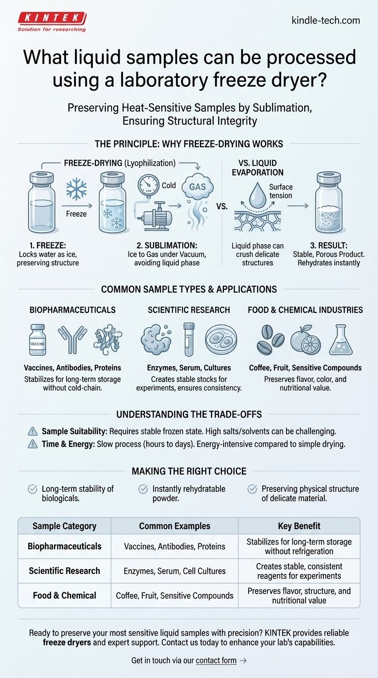 Quali tipi di campioni liquidi possono essere trattati utilizzando un liofilizzatore da laboratorio? Conserva i tuoi materiali sensibili Guida Visiva