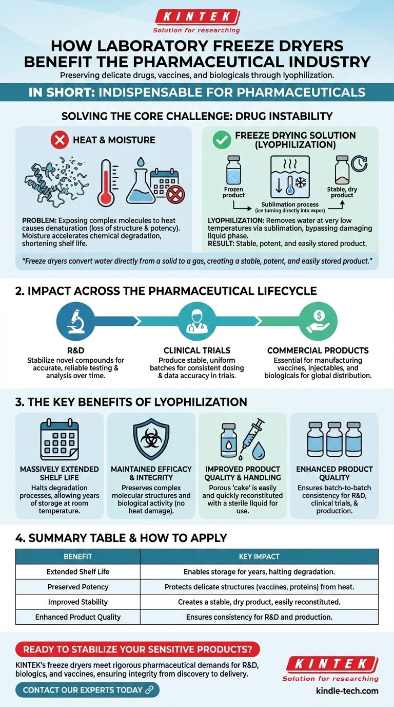 ¿Cómo benefician los liofilizadores de laboratorio a la industria farmacéutica? Preservan la potencia de los medicamentos y prolongan su vida útil Guía Visual