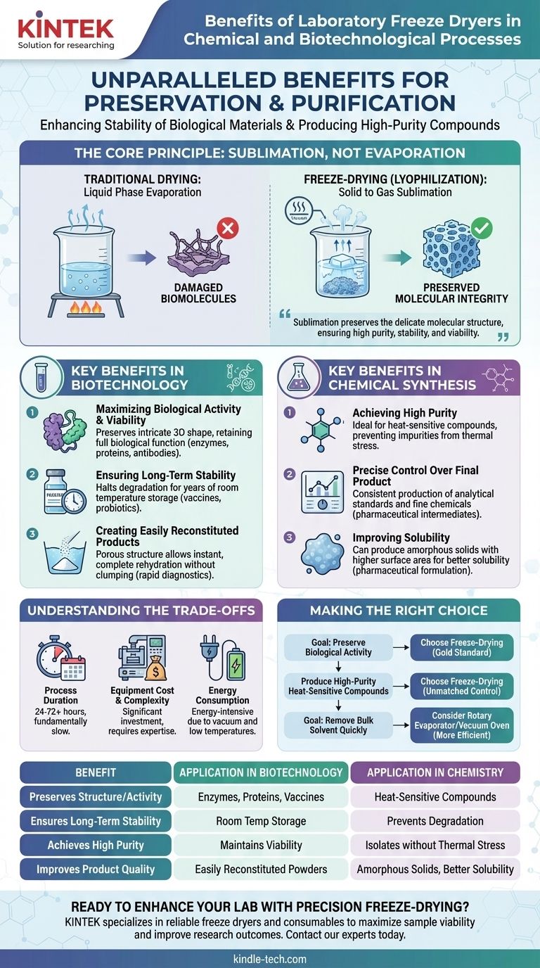 Welche Vorteile bieten Labor-Gefriertrockner in chemischen und biotechnologischen Prozessen? Reinheit & Stabilität bewahren Visuelle Anleitung