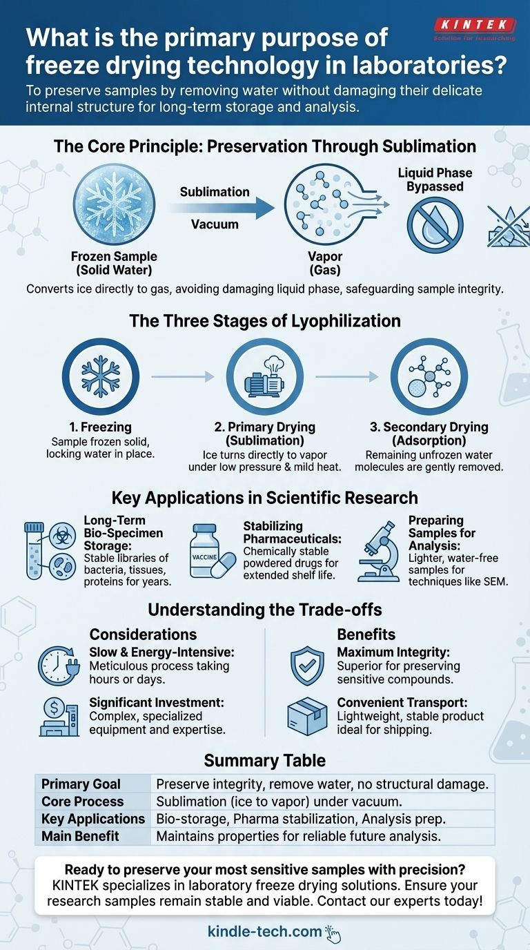 ما هو الغرض الأساسي من تقنية التجفيف بالتجميد في المختبرات؟ الحفاظ على سلامة العينة من أجل أبحاث موثوقة دليل مرئي