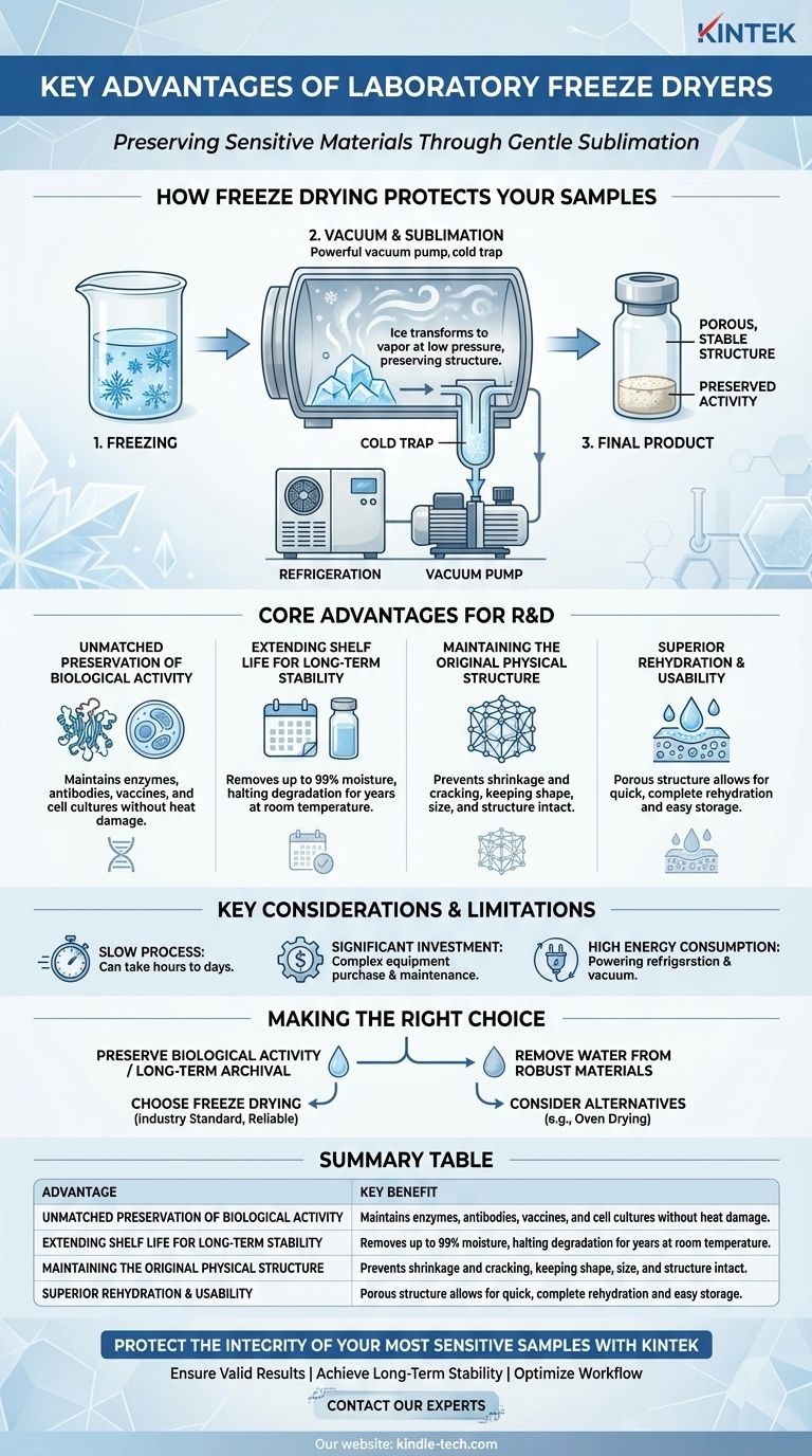 실험실용 동결 건조기의 주요 이점은 무엇입니까? 비교할 수 없는 정밀도로 민감한 샘플을 보존하세요 시각적 가이드