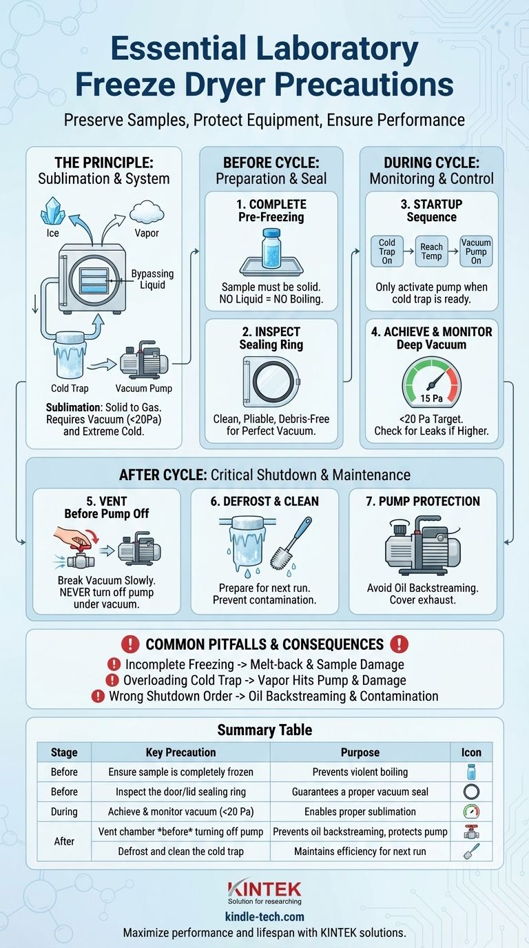 What precautions should be taken when using a laboratory freeze dryer? Essential Steps for Reliable Lyophilization Visual Guide