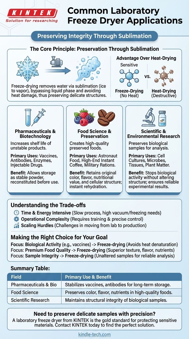 في أي المجالات يتم استخدام مجفف التجميد المخبري بشكل شائع؟ ضروري لعلوم الأدوية الحيوية وعلوم الأغذية والبحث العلمي دليل مرئي