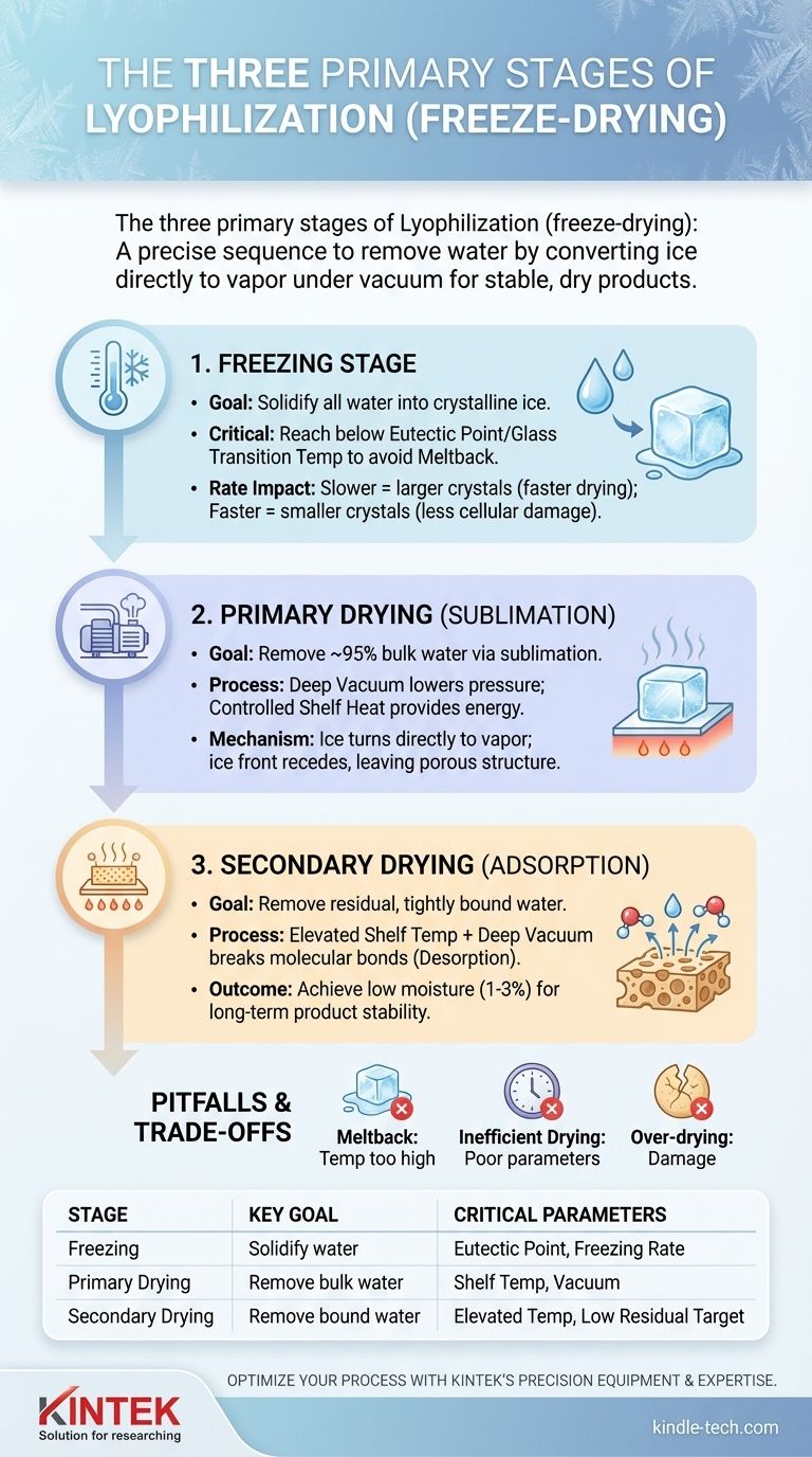 What are the three primary stages of a lyophilizer's operation? Master the Art of Freeze-Drying Visual Guide