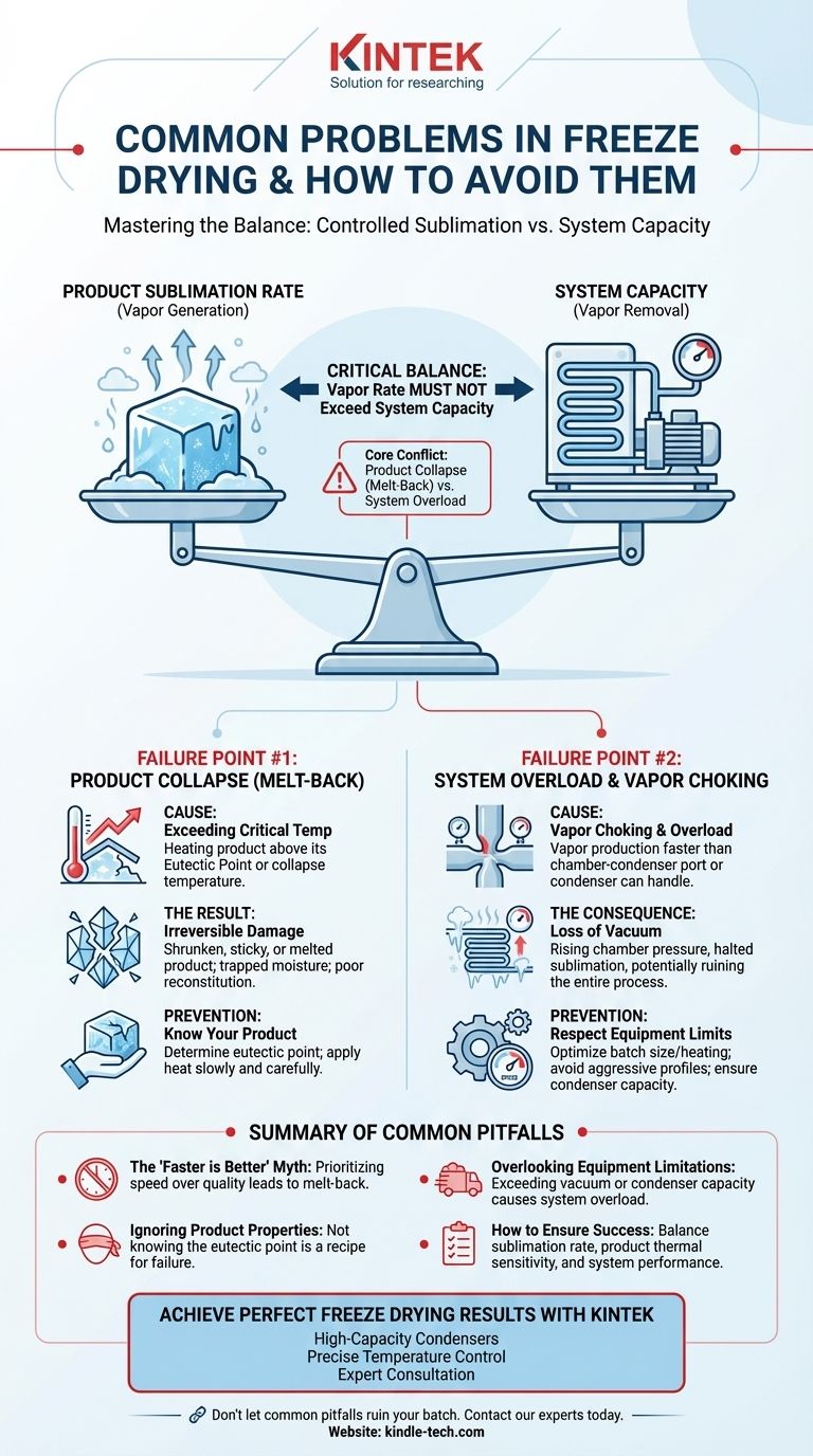 Каковы распространенные проблемы, которых следует избегать при сублимационной сушке? Предотвращение повторного плавления и перегрузки системы Визуальное руководство