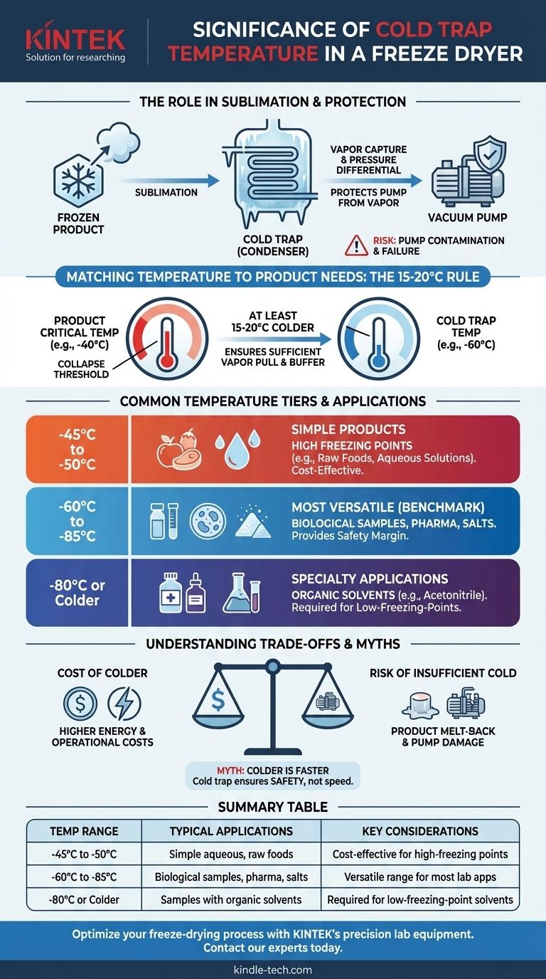 What is the significance of cold trap temperature in a freeze dryer? Ensure Process Efficiency and Sample Integrity Visual Guide