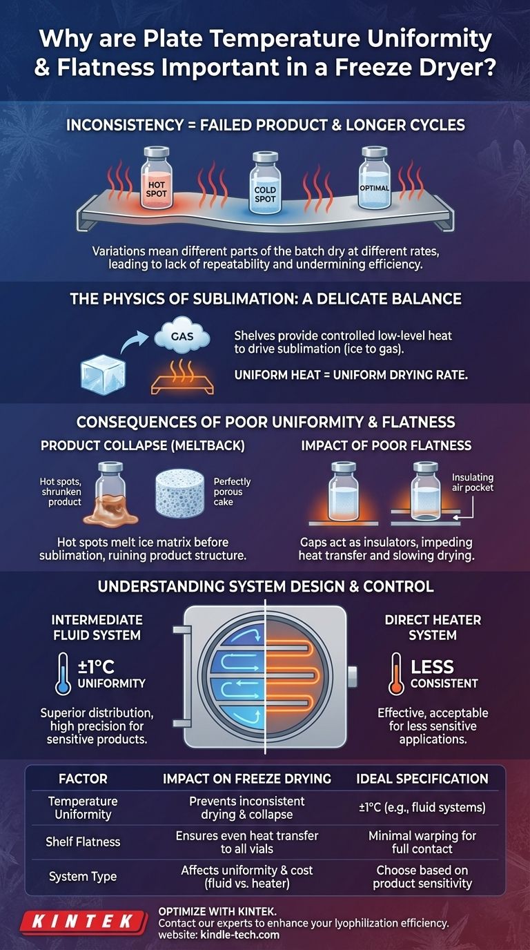 Почему однородность и плоскостность температуры полок важны в лиофильной сушилке? Обеспечение качества продукции и эффективности процесса Визуальное руководство